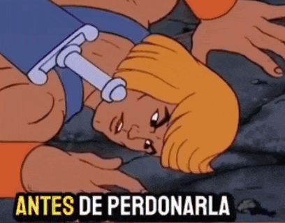 a cartoon of a man laying on the ground with the words " antes de perdonarla " on the bottom