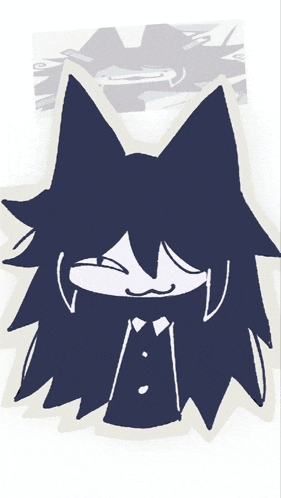a drawing of a person with long black hair and a white shirt