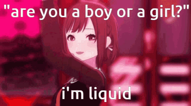 a girl with a red bow on her head is being asked if she is a boy or girl .