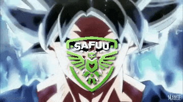 a drawing of a man with a green logo that says safuu