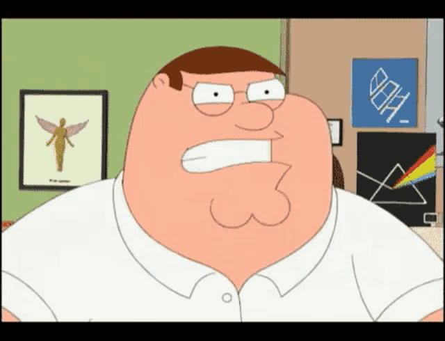peter griffin from family guy is making a funny face with his mouth open