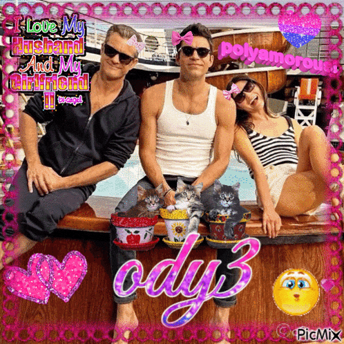 a picture of two men and a woman with the words ody3