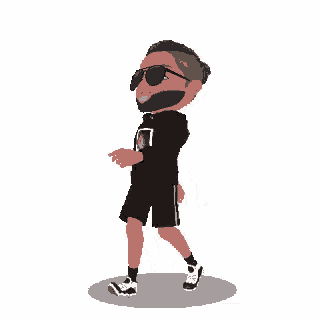 a cartoon of a man with a beard wearing sunglasses and a black hoodie .