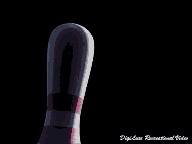 a digital lure recreation video of a bowling pin with a face