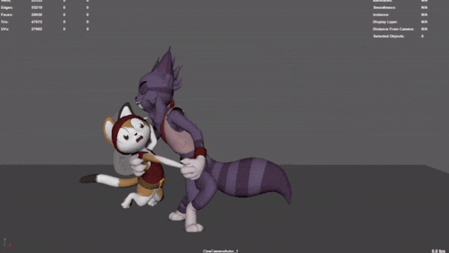 a 3d model of a cat with flames coming out of its hands