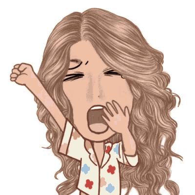 a cartoon of a woman yawning and covering her mouth