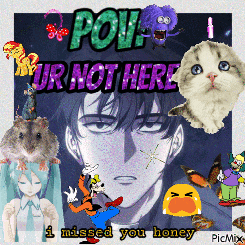 a collage of cartoon characters with the words poll your not here