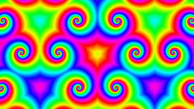 a colorful swirl pattern with a triangle in the middle