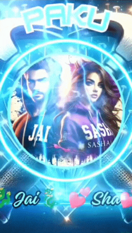 a man and a woman are in a circle with jai sasha and jai sha