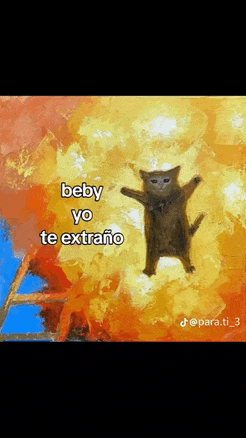 a painting of a cat with the words " beby yo te extrano "