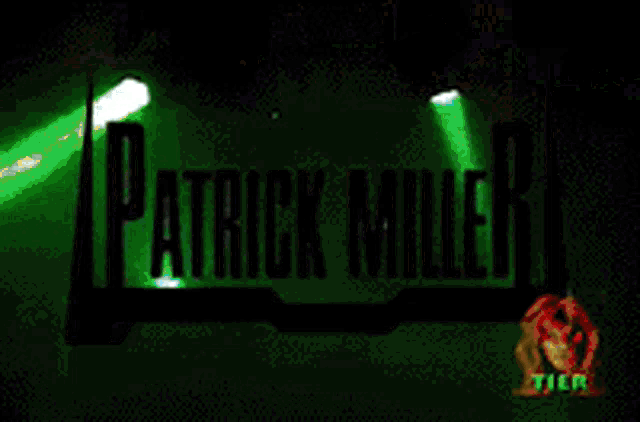 patrick miller is written in black on a brown background