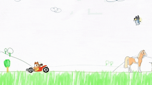 a child 's drawing of a group of animals standing around a giant yellow object
