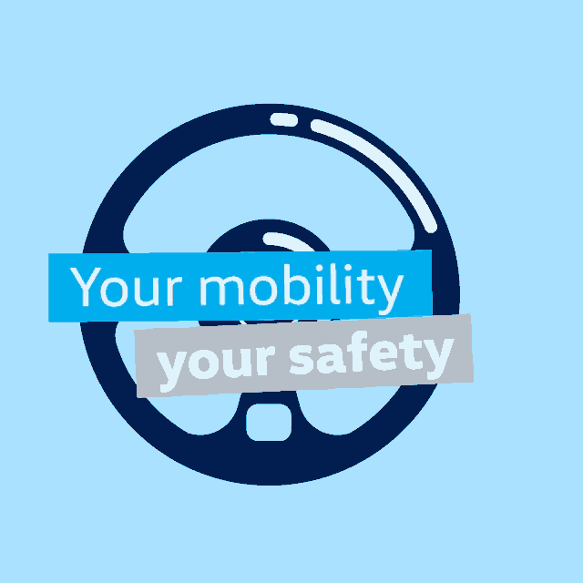 a picture of a steering wheel with the words your mobility your safety