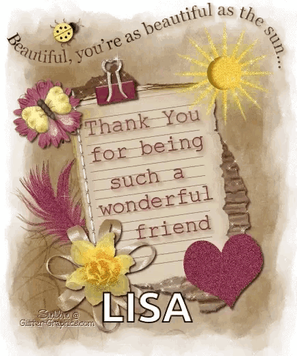 a greeting card with the name lisa on it