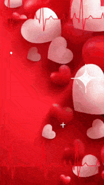 red and white hearts on a red background with heartbeat lines