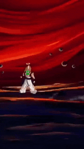 a cartoon character with a green mask on their head