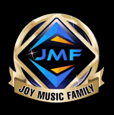 a logo for joy music family with a diamond shaped emblem