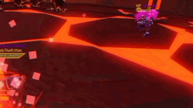a video game is being played on a computer and a person is being attacked by a red circle .