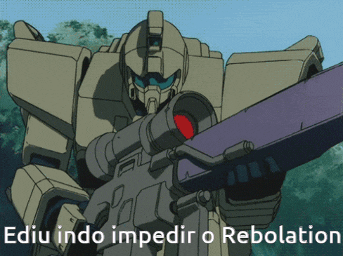a robot with the words ediu indo impedir o rebolation written below it