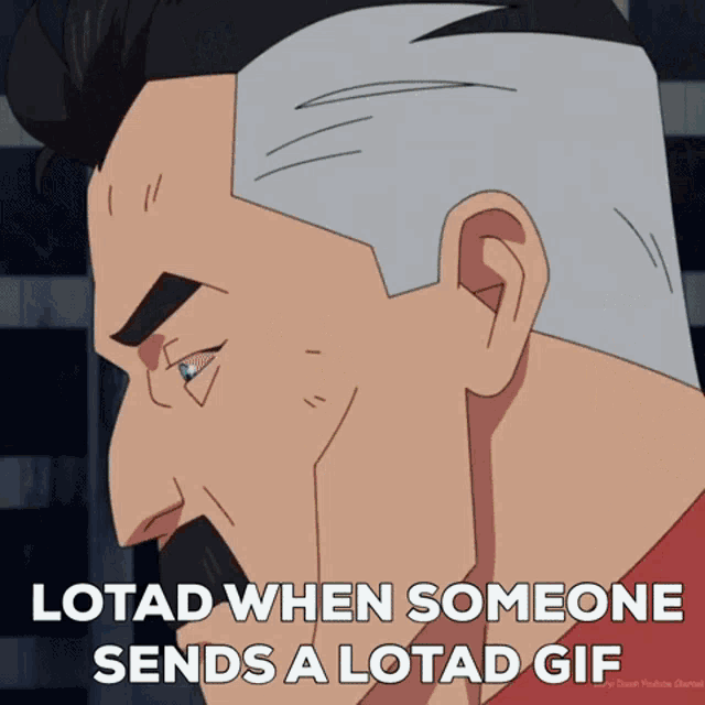 a cartoon character with the words " lotad when someone sends a lotad gif " on the bottom