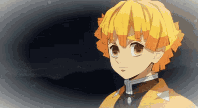 a cartoon character with yellow hair and brown eyes