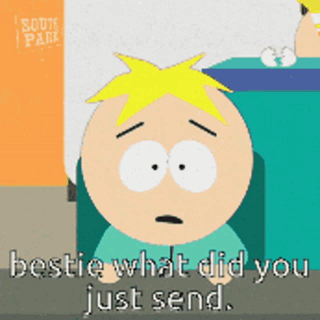a south park cartoon character says " bestie what did you just send "