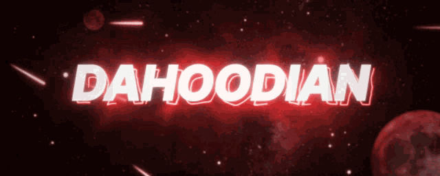 a red background with the word dahoodian in white