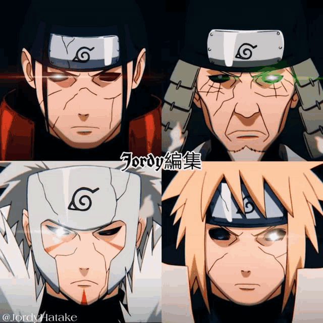 four anime characters with the word jordy on the bottom left