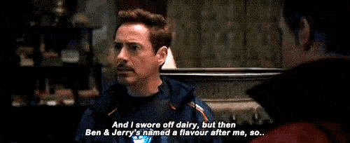 tony stark is talking to doctor strange about ben and jerry 's flavour after him