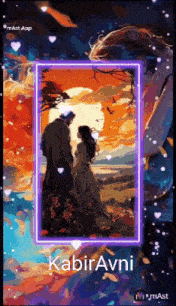 a painting of a man and a woman with the name kabiravi on the bottom right