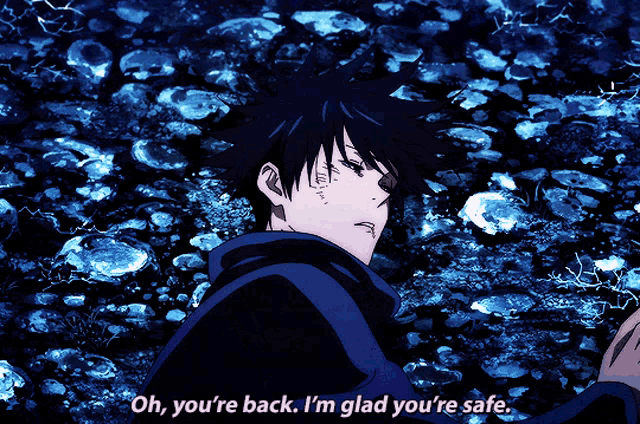 a cartoon character says oh you 're back i m glad you 're safe