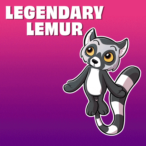 a cartoon of a lemur with the words legendary lemur behind it