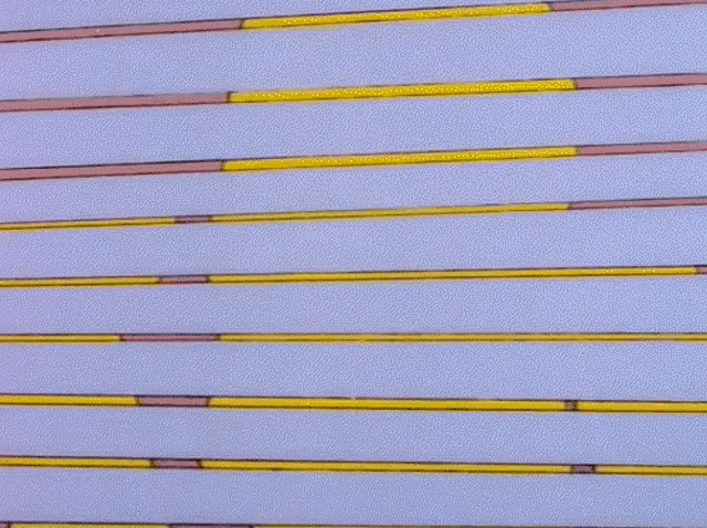 a cartoon character is peeking through a purple blind