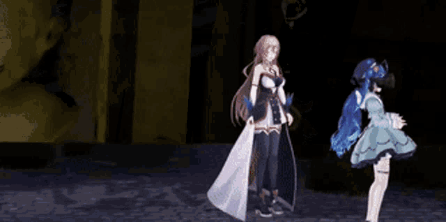 a couple of anime characters are standing next to each other