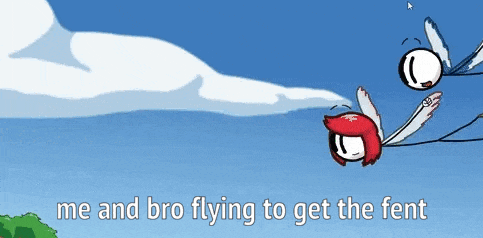 a couple of stick figures flying in the sky with the words `` me and bro flying to get the fent '' .