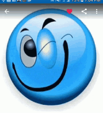 a blue smiley face with a heart on it