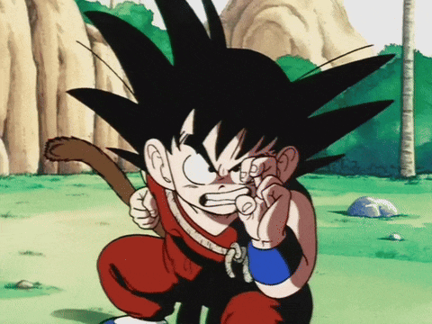 a cartoon character with a monkey tail is kneeling down