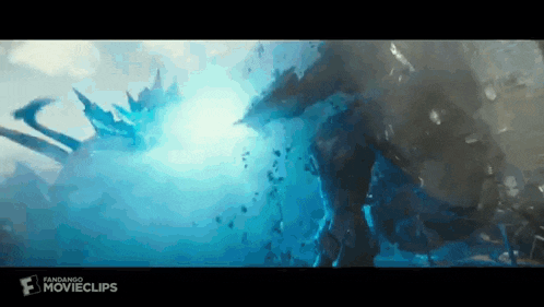 a close up of a monster in the water with a blue light coming from it .