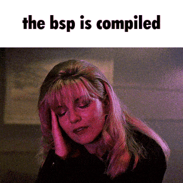 a woman covering her face with her hand and the words the bsp is compiled below her