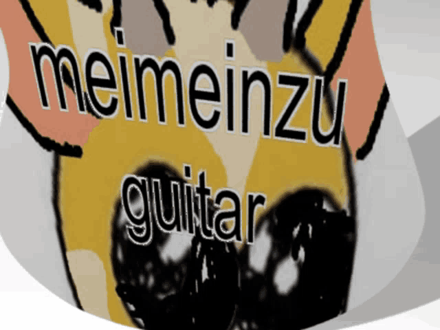 a logo for meimeinzu guitar shows a cartoon face