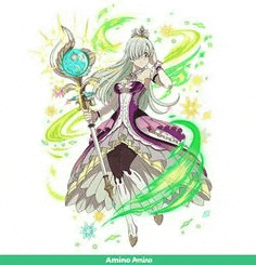 elizabeth from the seven deadly sins is holding a magic wand and a crown .