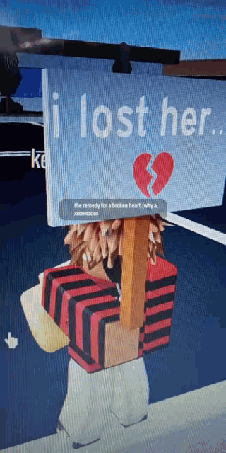 a girl is holding a sign that says i lost her
