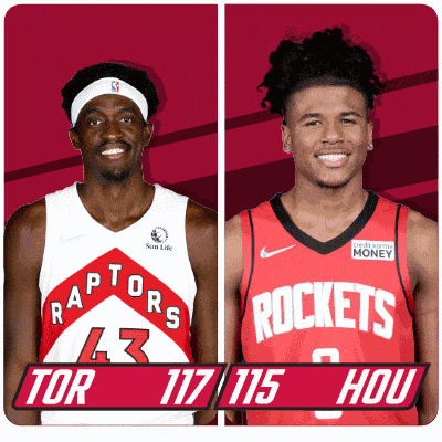 two basketball players from the raptors and rockets