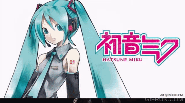 a picture of hatsune miku with the number 1 on her shirt
