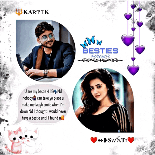 a picture of a man and a woman with the words " besties forever " at the top