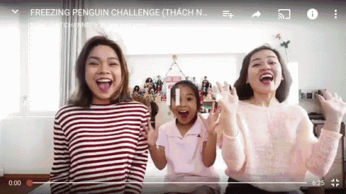 three women and a little girl are dancing in a video called freezing penguin challenge
