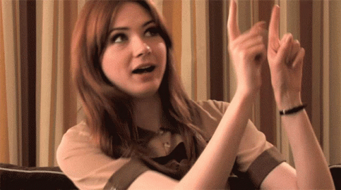 Point Up Karen Gillan GIF - Point Up Karen Gillan Over There GIFs
