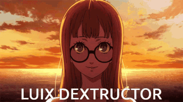 a picture of a girl with glasses and the words luix dextractor on the bottom