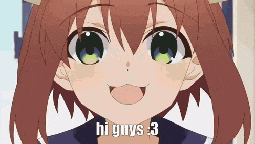 a girl with brown hair and green eyes is smiling and saying hi guys 3