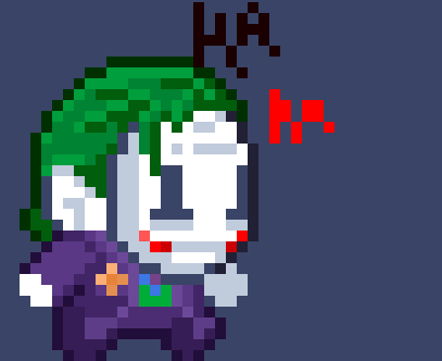 a pixel art of the joker with the words ha ha